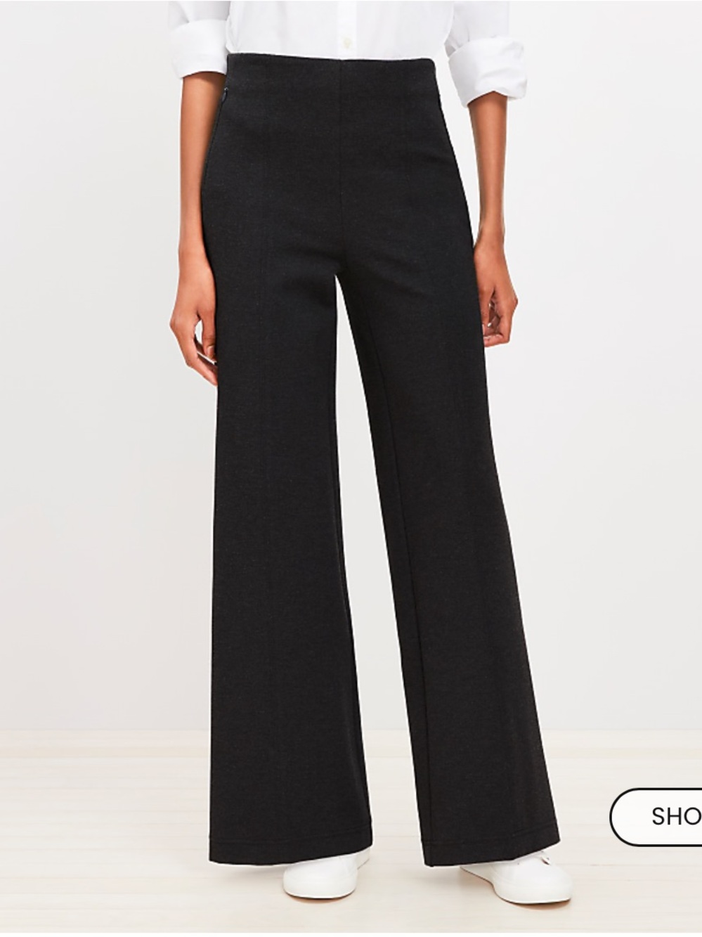 Loft Wide Leg Ponte Dark Gray Stretch Pants